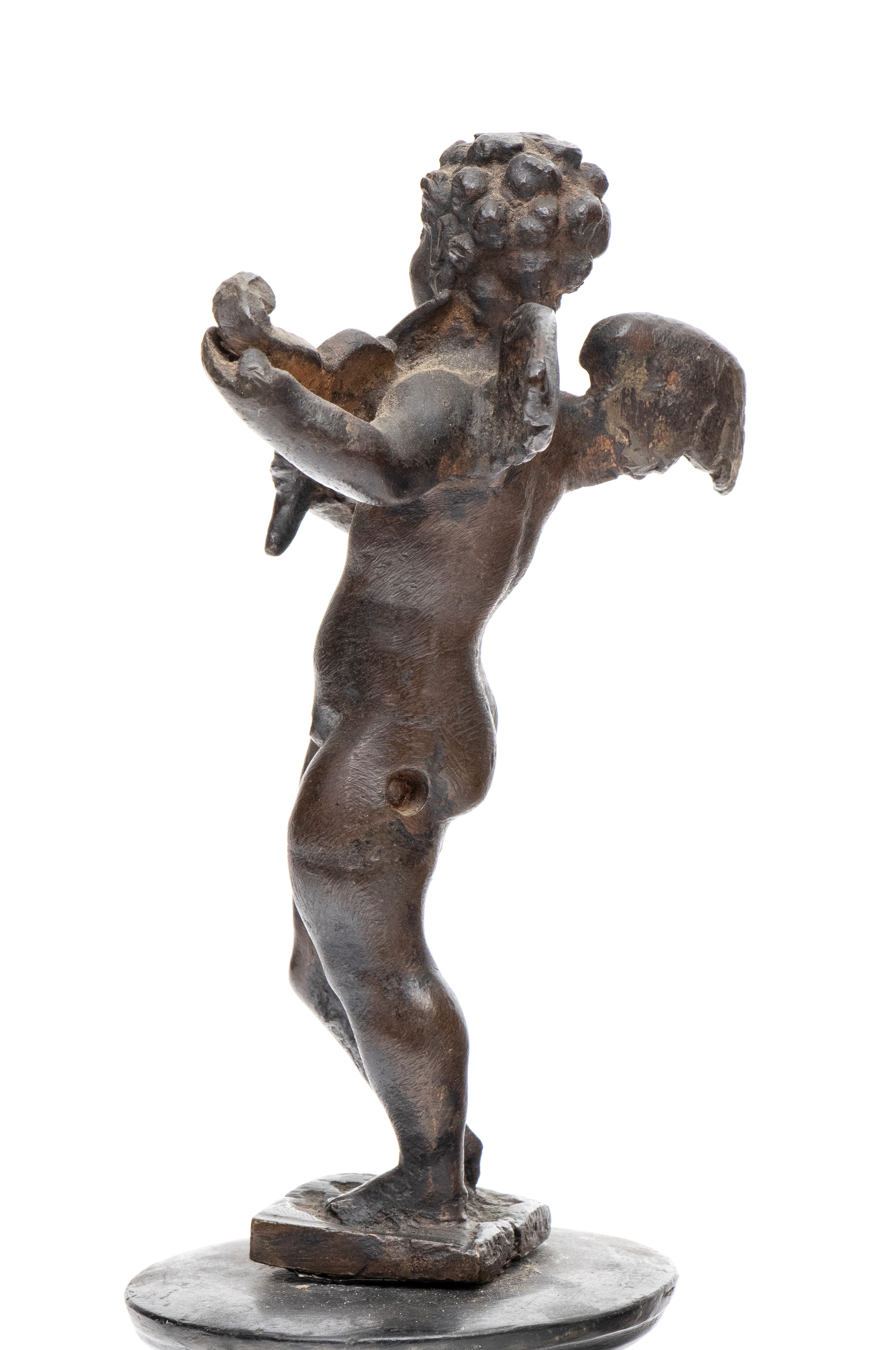 Putto musicante, scultura in bronzo, gusto neoclassico (XIX secolo)