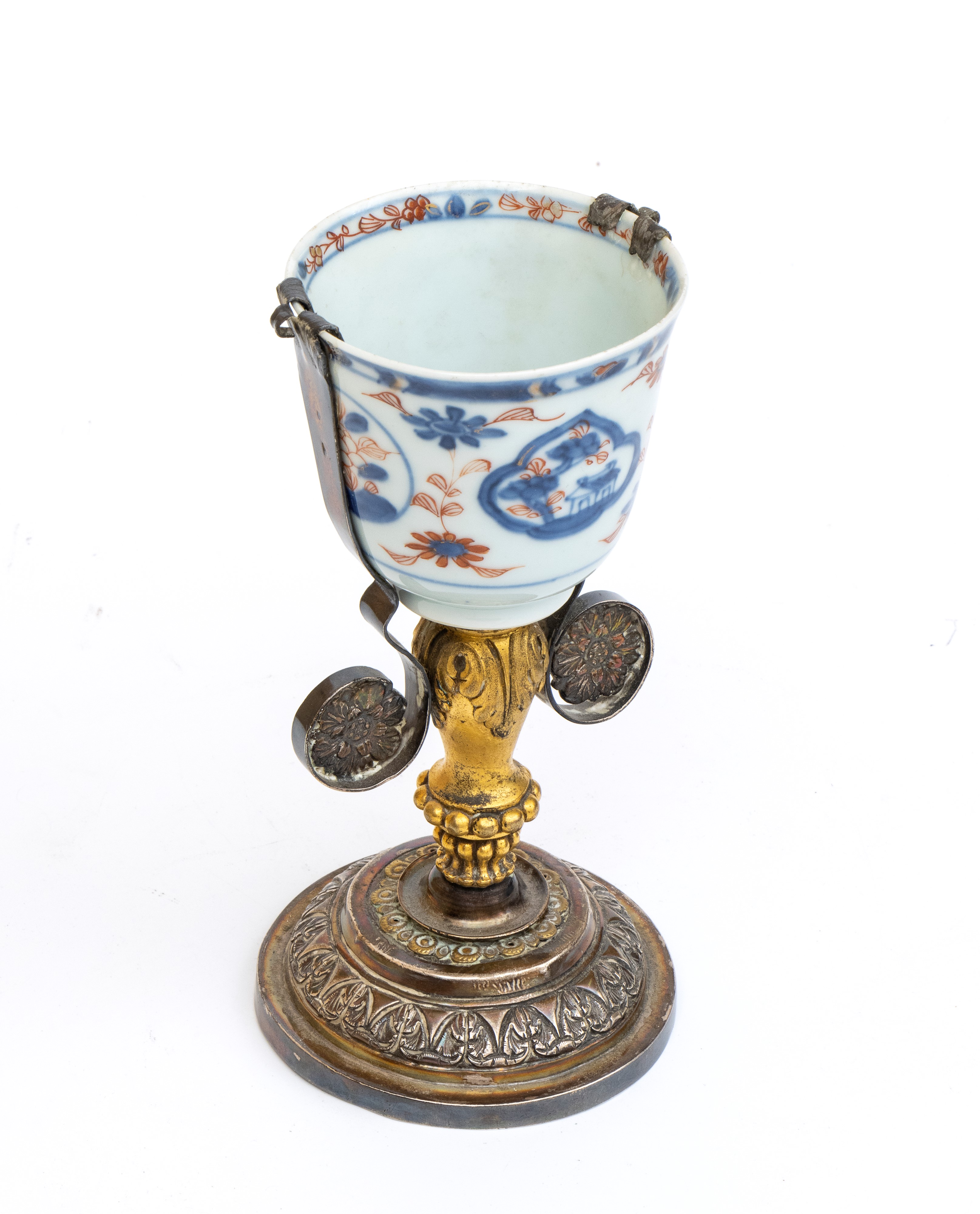 Coppa/ Bicchiere in porcellana cinese con montatura in argento italiano