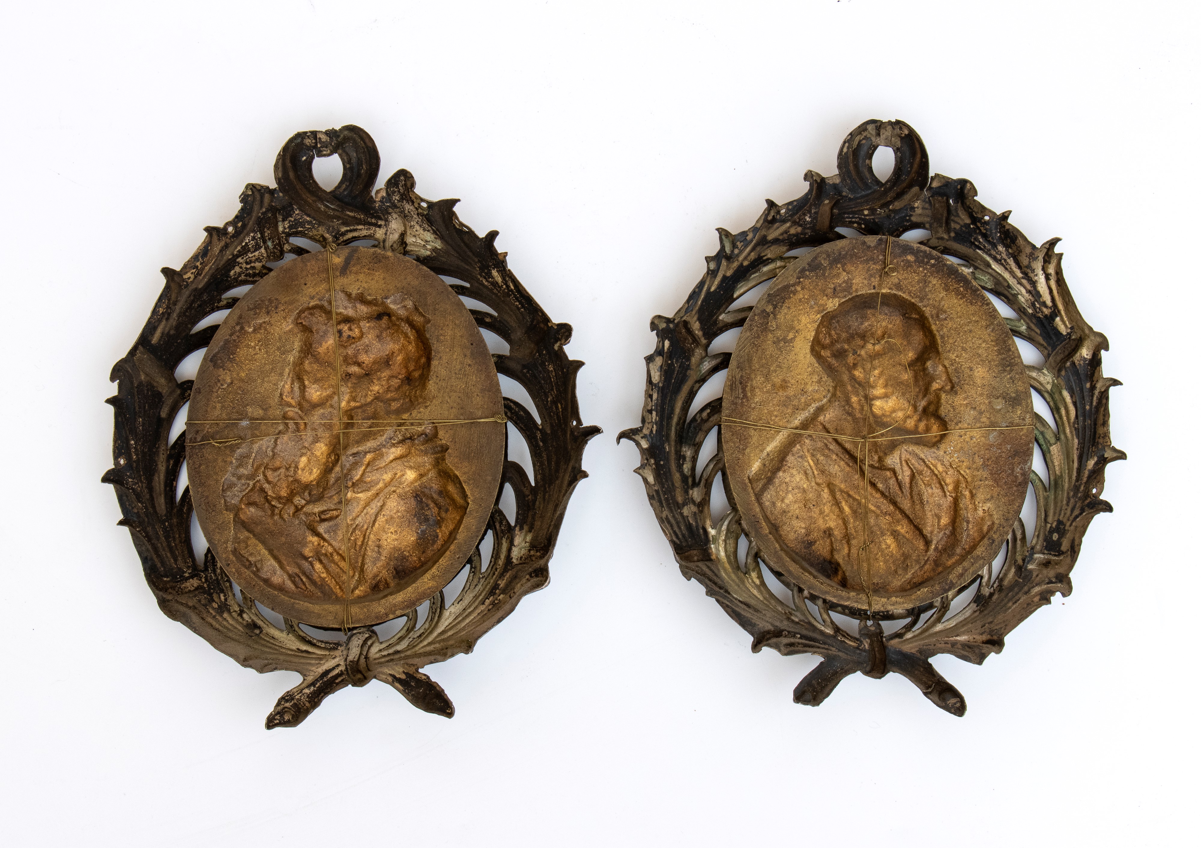 Placchette in bronzo raffiguranti San Pietro e Paolo, Italia, XIX secolo