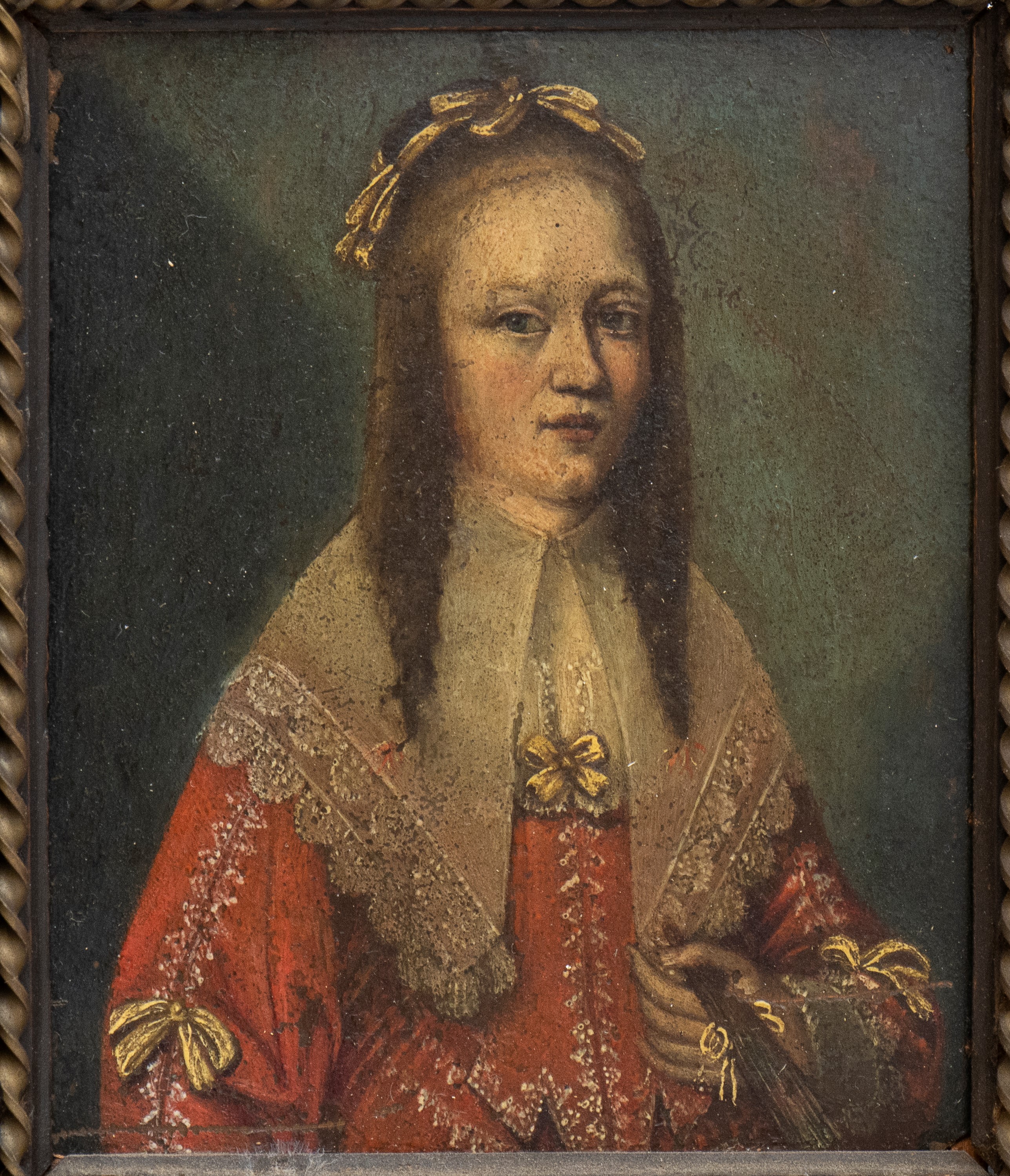 Artista Centro-italiano, XVII - XVIII Secolo - Ritratto di fanciulla, olio su rame