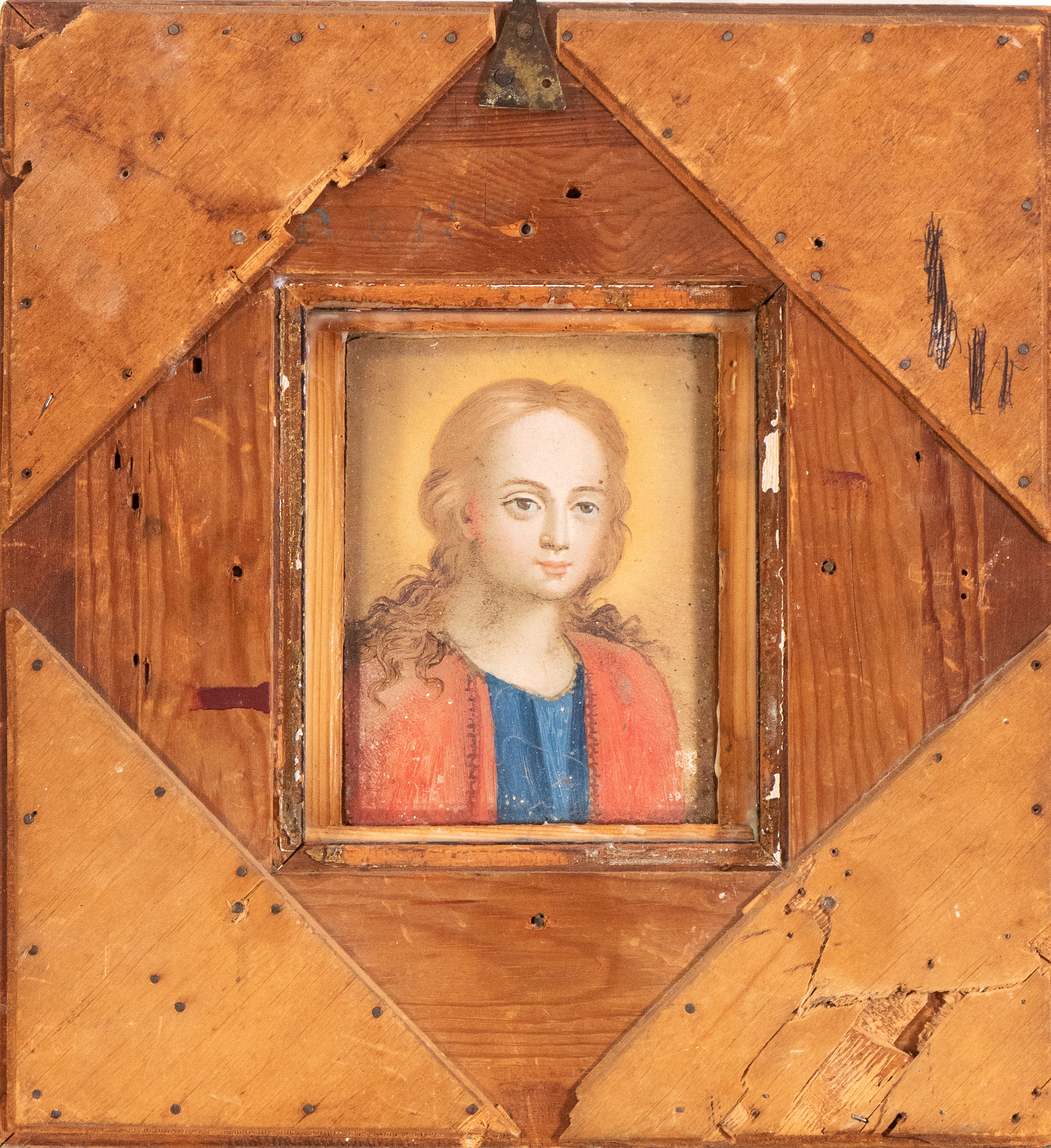Artista Centro-italiano, XVII Secolo - Cristo fanciullo, olio su vetro
