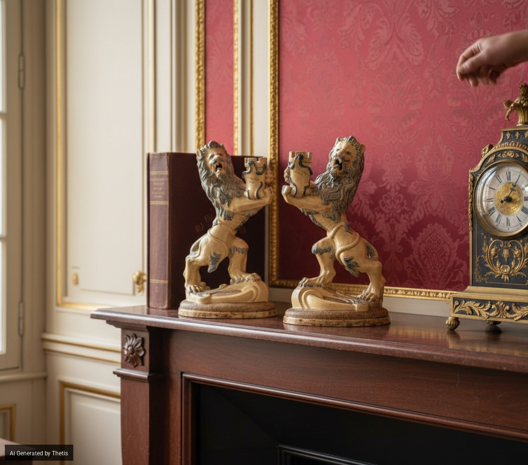 Coppia di candelieri in ceramica firmata “Gallé” – Saint-Honoré-les-Bains