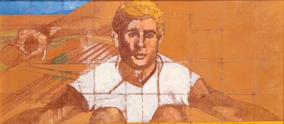 In memoria di Alexander Deineka, olio su tela, 40 x 90 cm, 1971/72