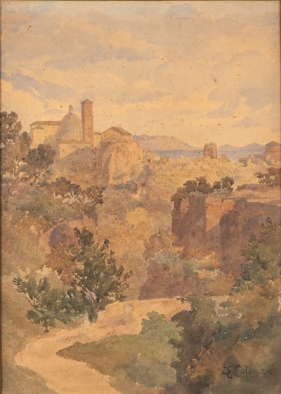 Paesaggio di Ariccia, acquarello su carta