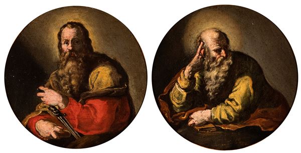 Artista veneto, XVIII secolo - a) Saint Paul; b) Saint Peter. Pair of paintings