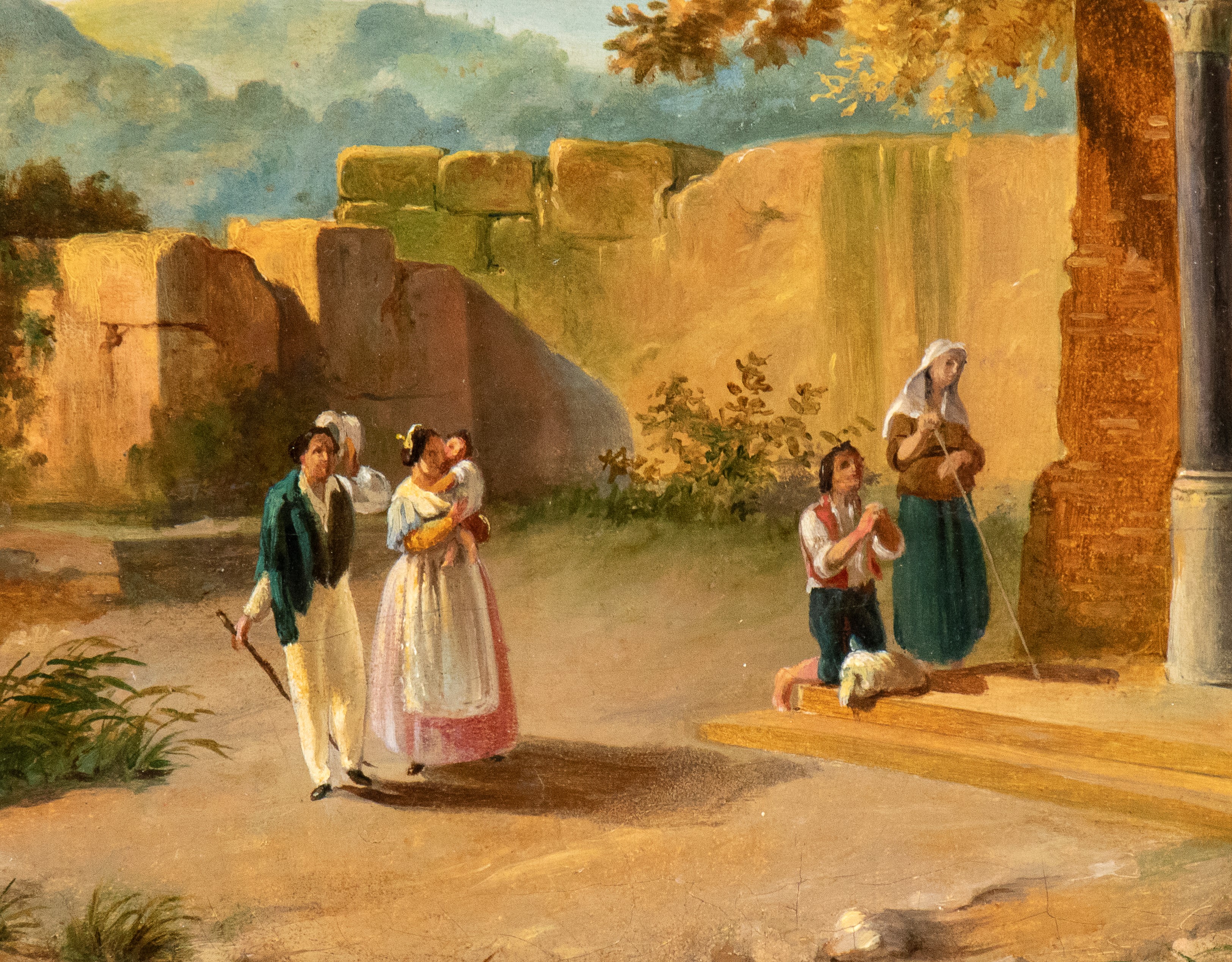 Artista Attivo a Roma, XIX Secolo - Edicola votiva nella campagna laziale con veduta di Ariccia, ...