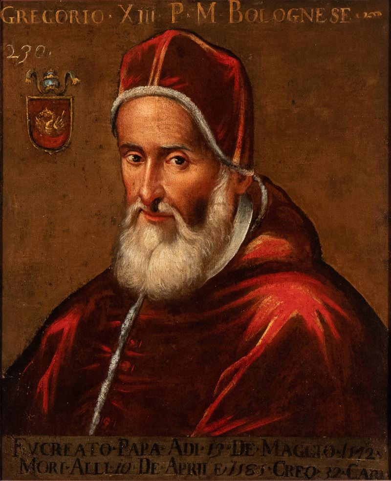 Artista Attivo a Roma, XVII Secolo - Ritratto di Papa Gregorio XIII, olio su tela