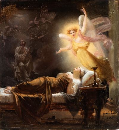 Autore Gaislot, Visione mistica, olio su tavola