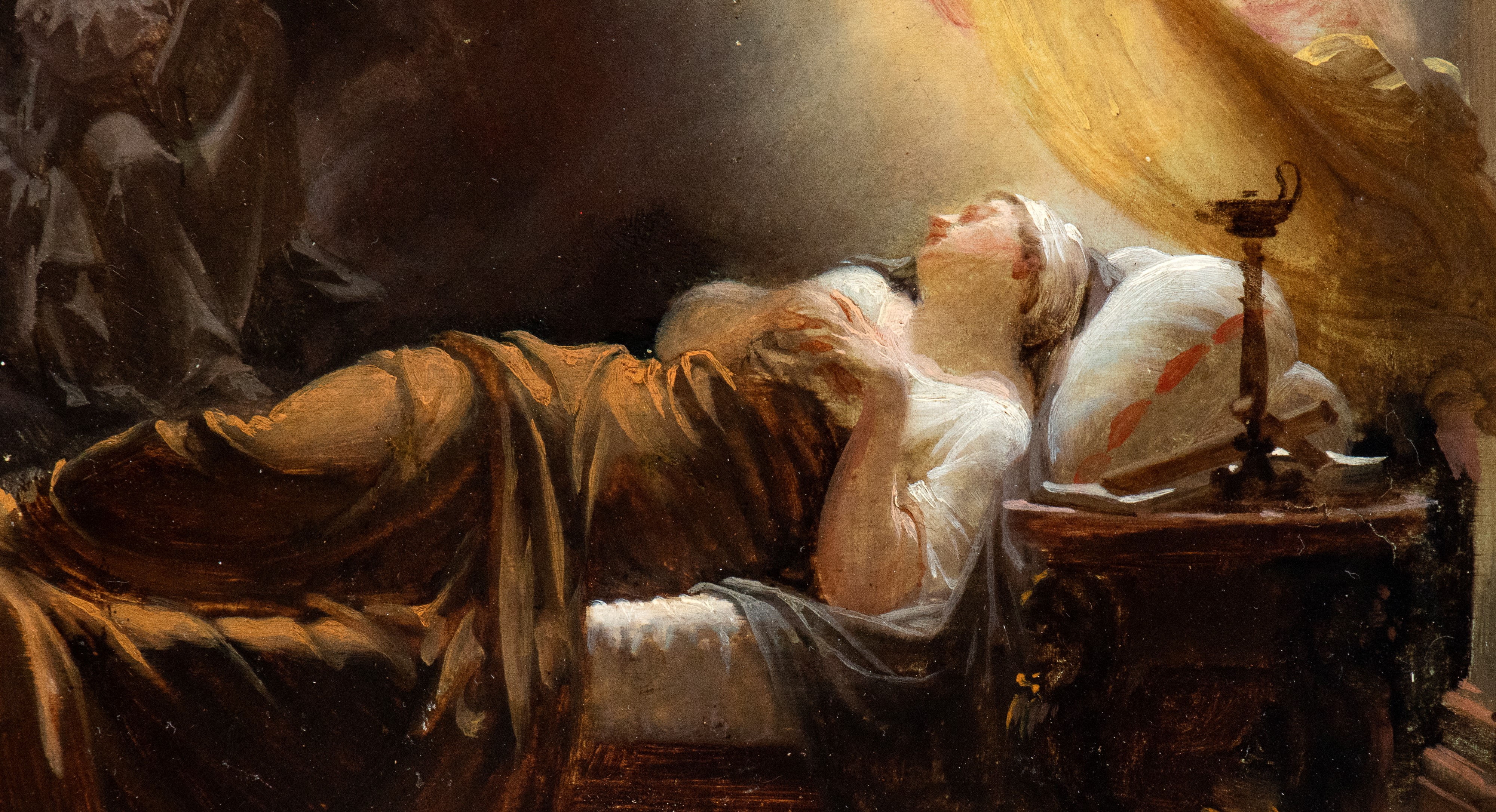 Artista Francese, XIX Secolo - Autore Gaislot, Visione mistica, olio su tavola