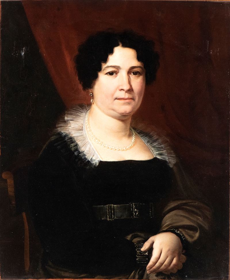 Autore ignoto, Ritratto di dama con veste nera, olio su tela