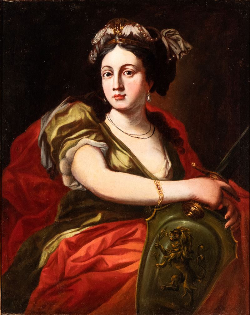 Artista Emiliano, XVII - XVIII Secolo - Autore non identificato, Allegoria della Fortezza, olio s...