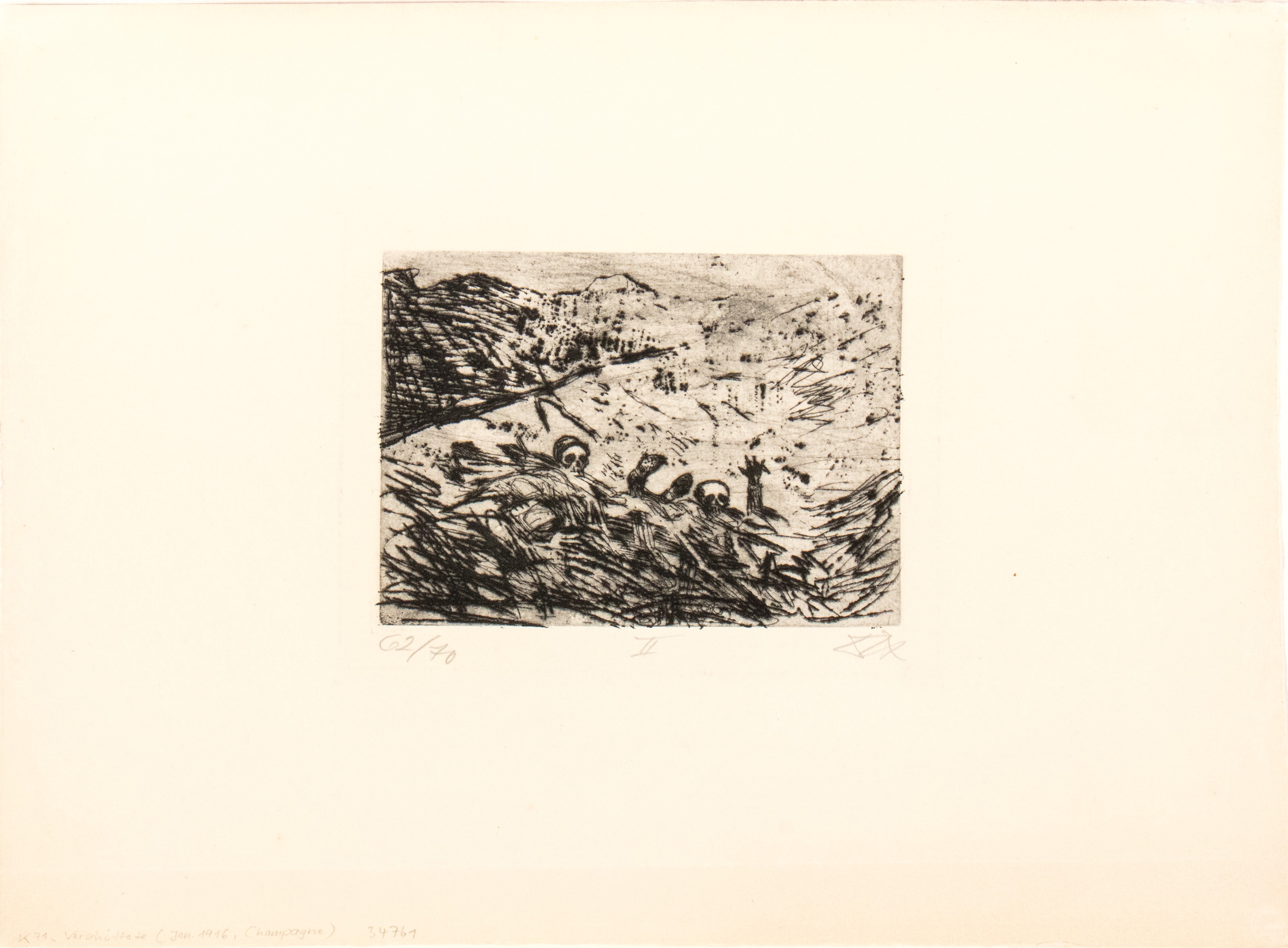 Otto DIX - Verschuttete, dalla serie Der Krieg, acquaforte, acquatinta e puntasecca