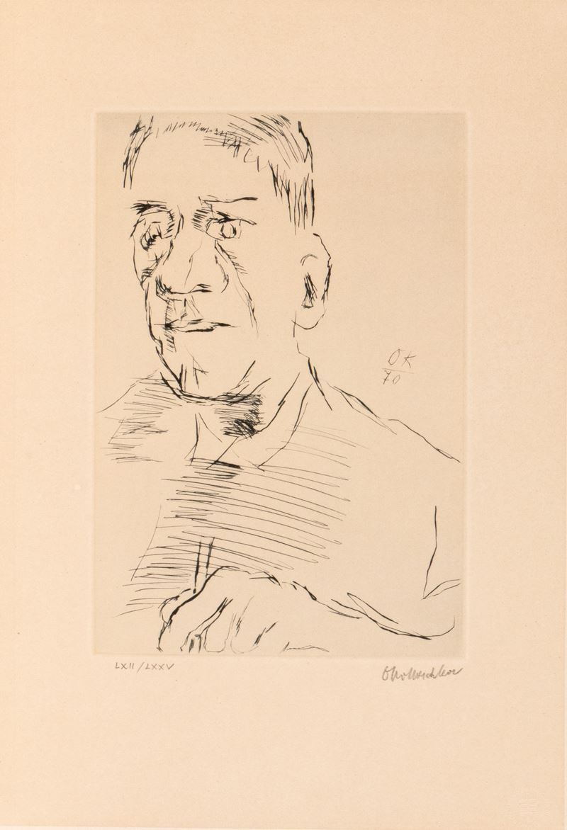 Oskar Kokoschka - Autoritratto con pennello, acquaforte e puntasecca