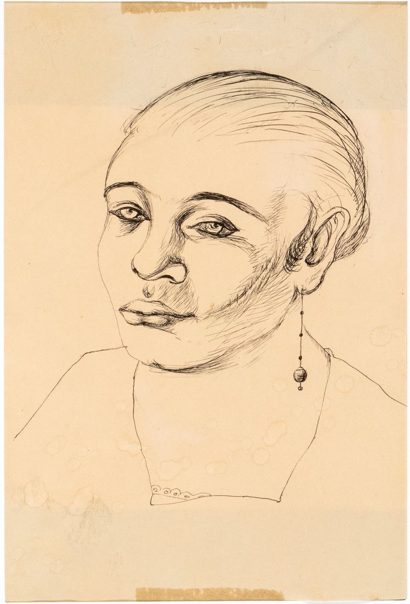 Christian Schad - La sfregiata, china su carta