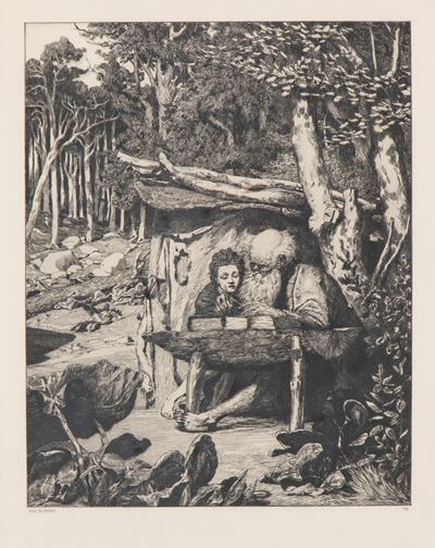 Simplicius am Grabe des Einsiedlers - Tavola VII, acquaforte, 1881