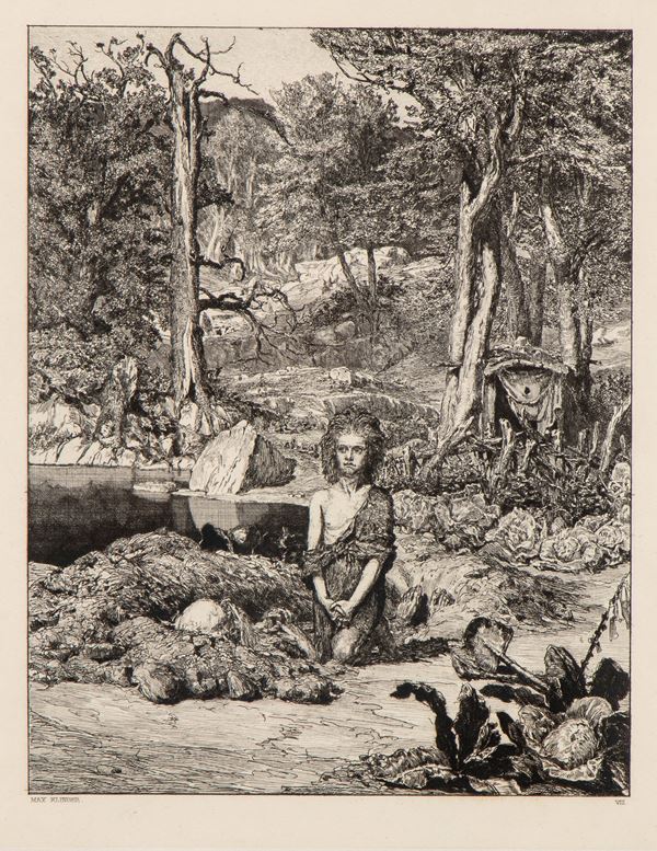 MAX KLINGER - Simplicius am Grabe des Einsiedlers etching VIII
