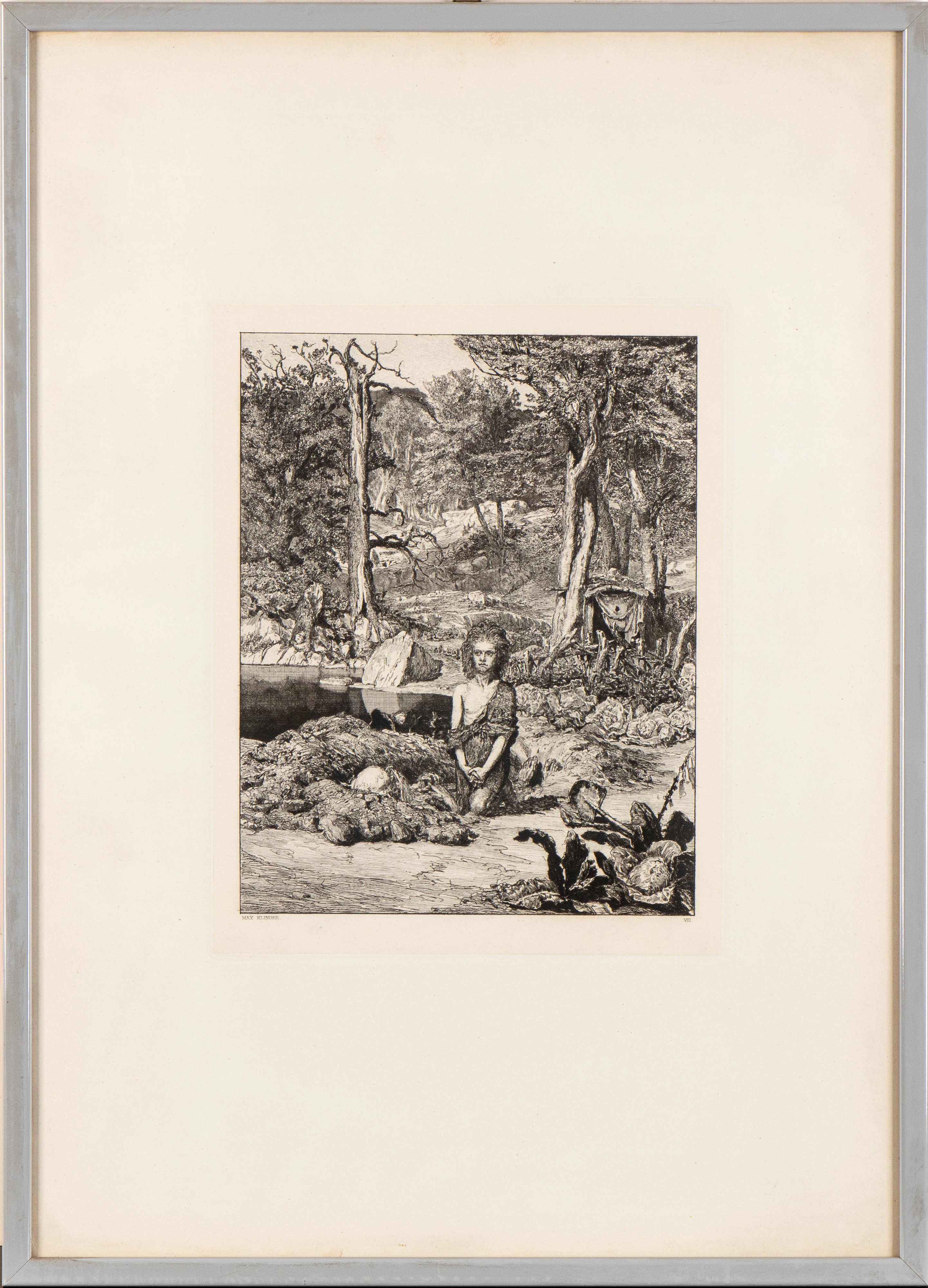 Max Klinger - Simplicius am Grabe des Einsiedlers, acquaforte