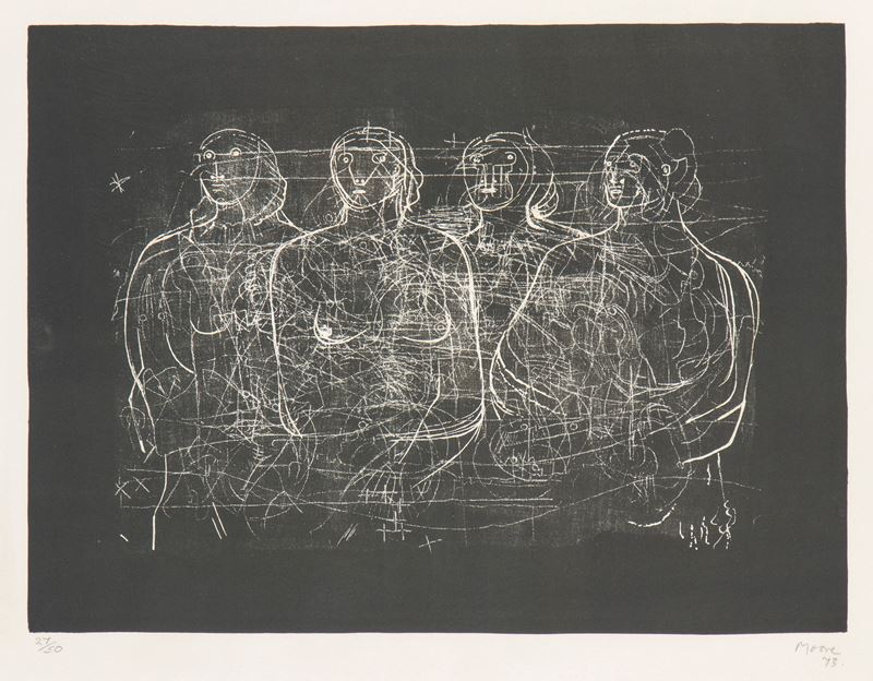 Henry Moore - Four Grey Ladies, litografia su carta, 1973