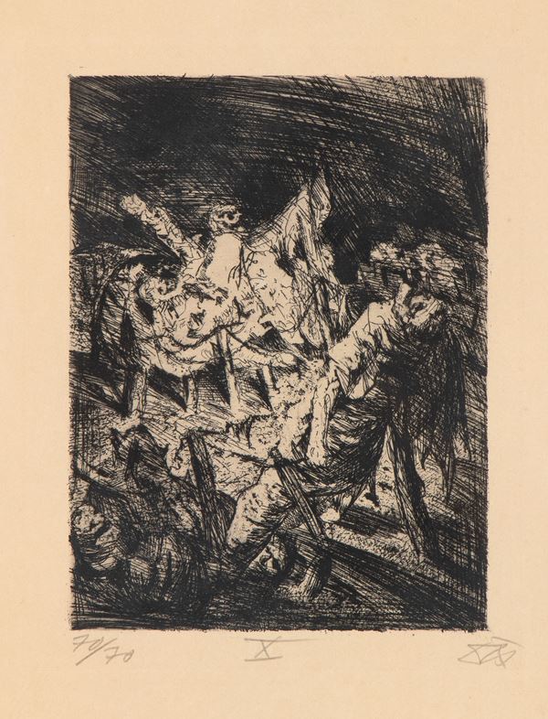 OTTO DIX - X etching (Drahtverhau vor dem Kampfgraben) from the series "Der Krieg" 