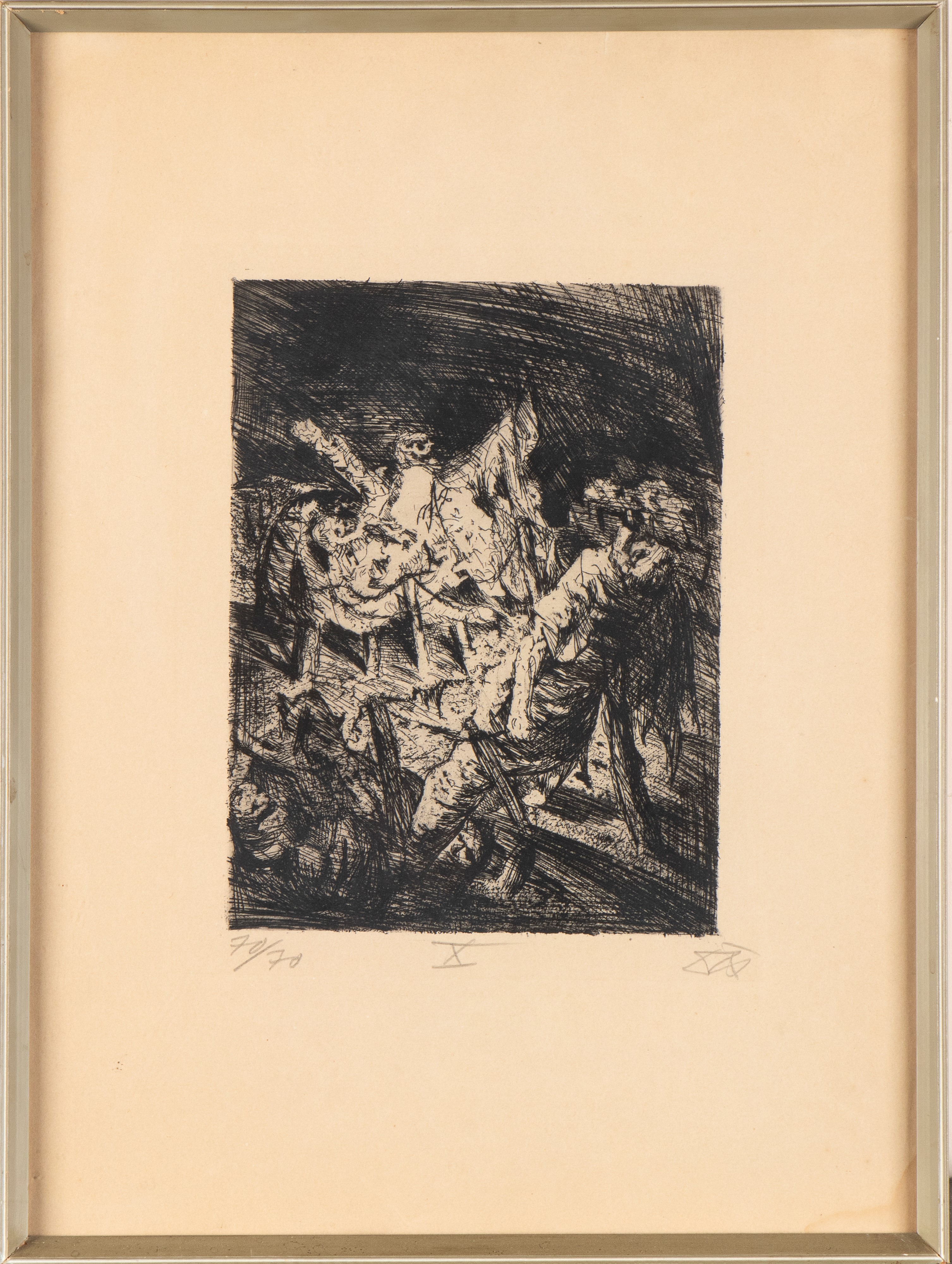 Otto DIX - Drahtverhau vor dem Kampfgraben, acquaforte