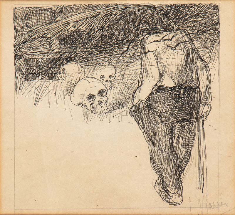 Lorenzo Viani - Incontro al suo destino - Matita e penna su carta