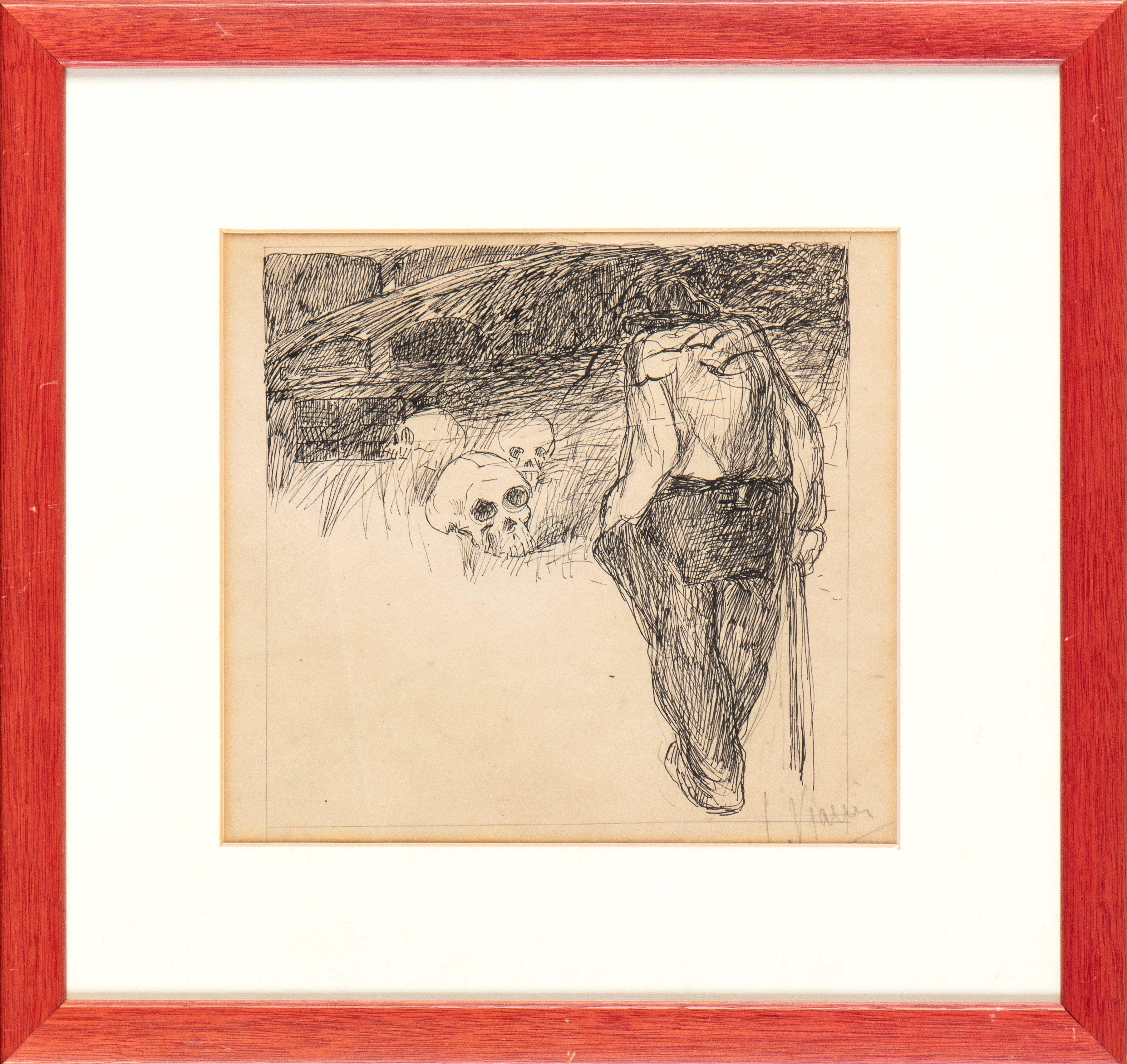 Lorenzo Viani - Incontro al suo destino - Matita e penna su carta