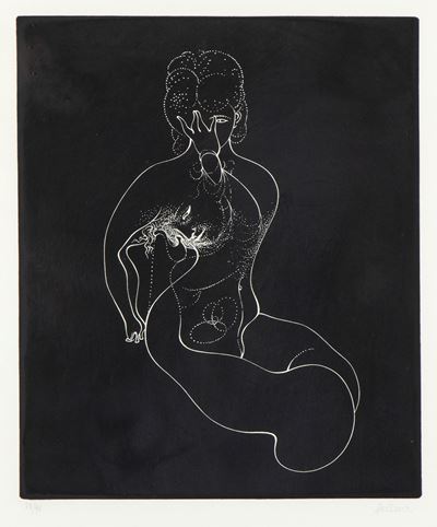 Nudo immobile, litografia su carta