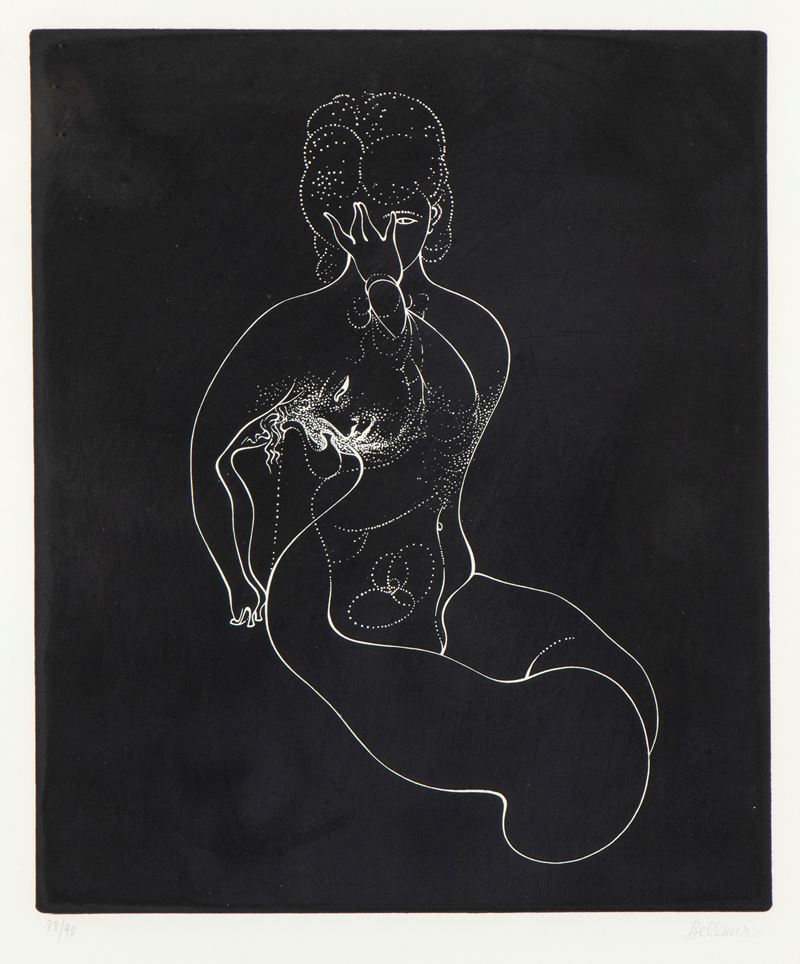 Hans Bellmer - Nudo immobile, litografia su carta