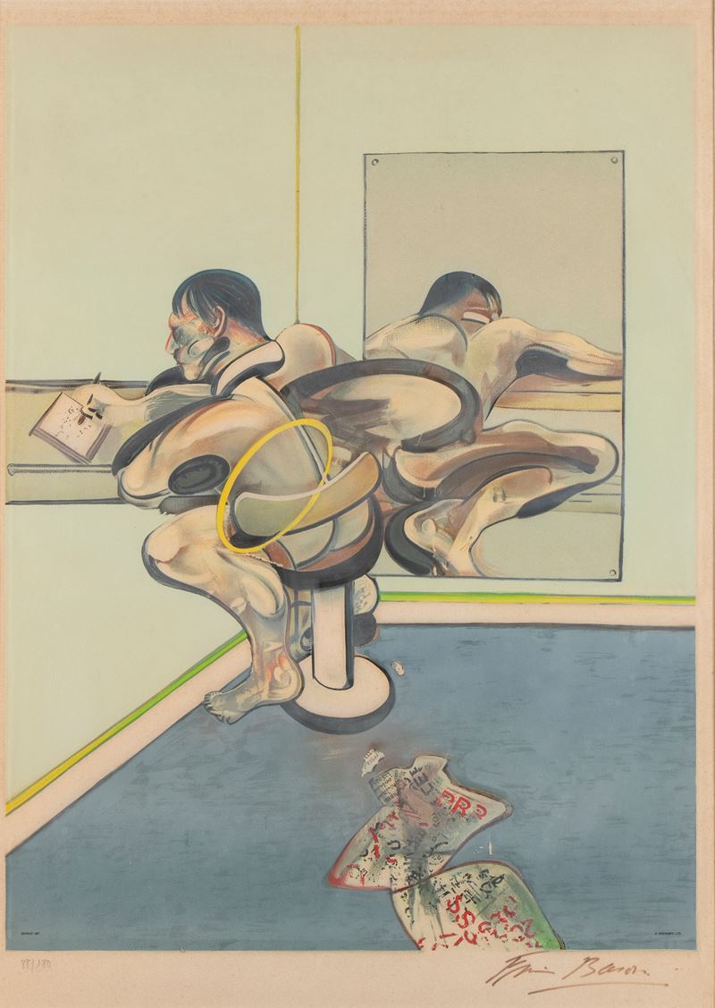 Francis Bacon - Figure Writing Reflected in a Mirror, Litografia su carta