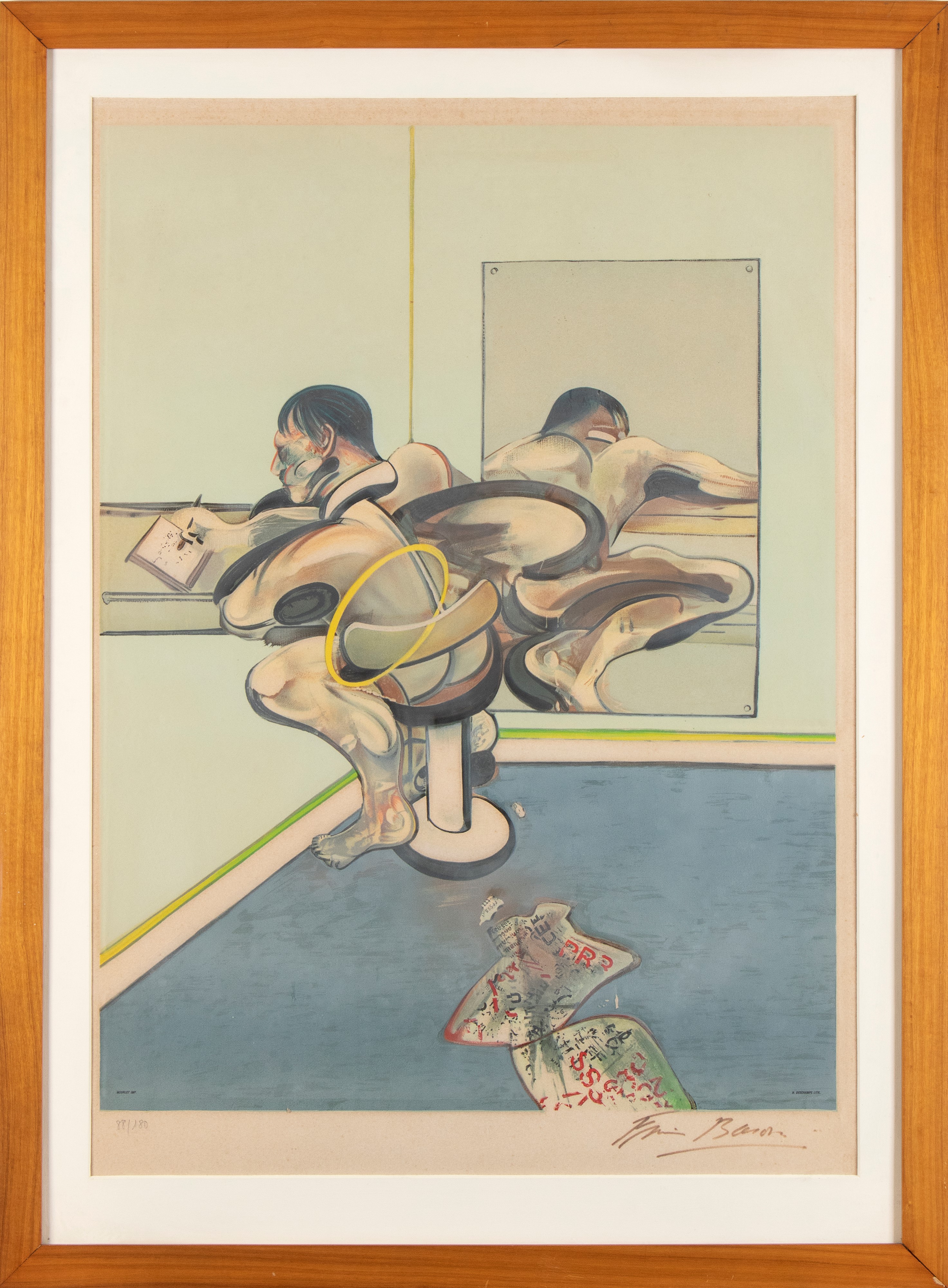 Francis Bacon - Figure Writing Reflected in a Mirror, Litografia su carta