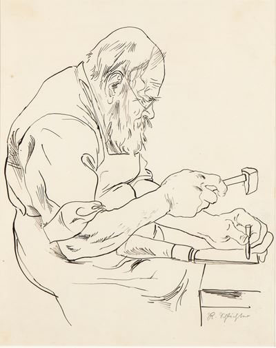 Il carpentiere, china su carta
