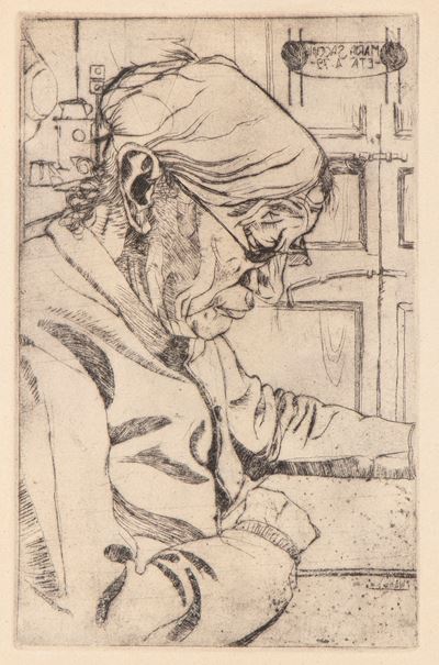 Lettura di Maria Sacchi, acquaforte e puntasecca