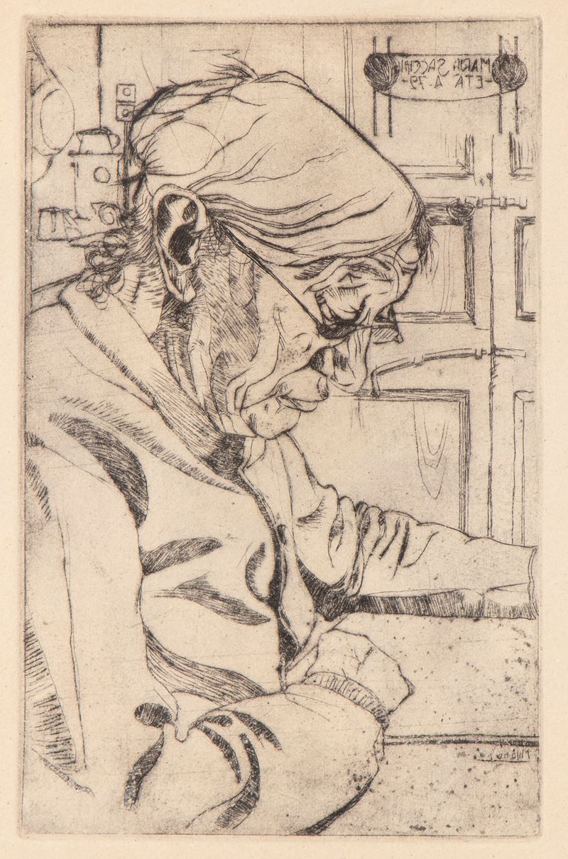 Umberto Boccioni - Lettura di Maria Sacchi, acquaforte e puntasecca