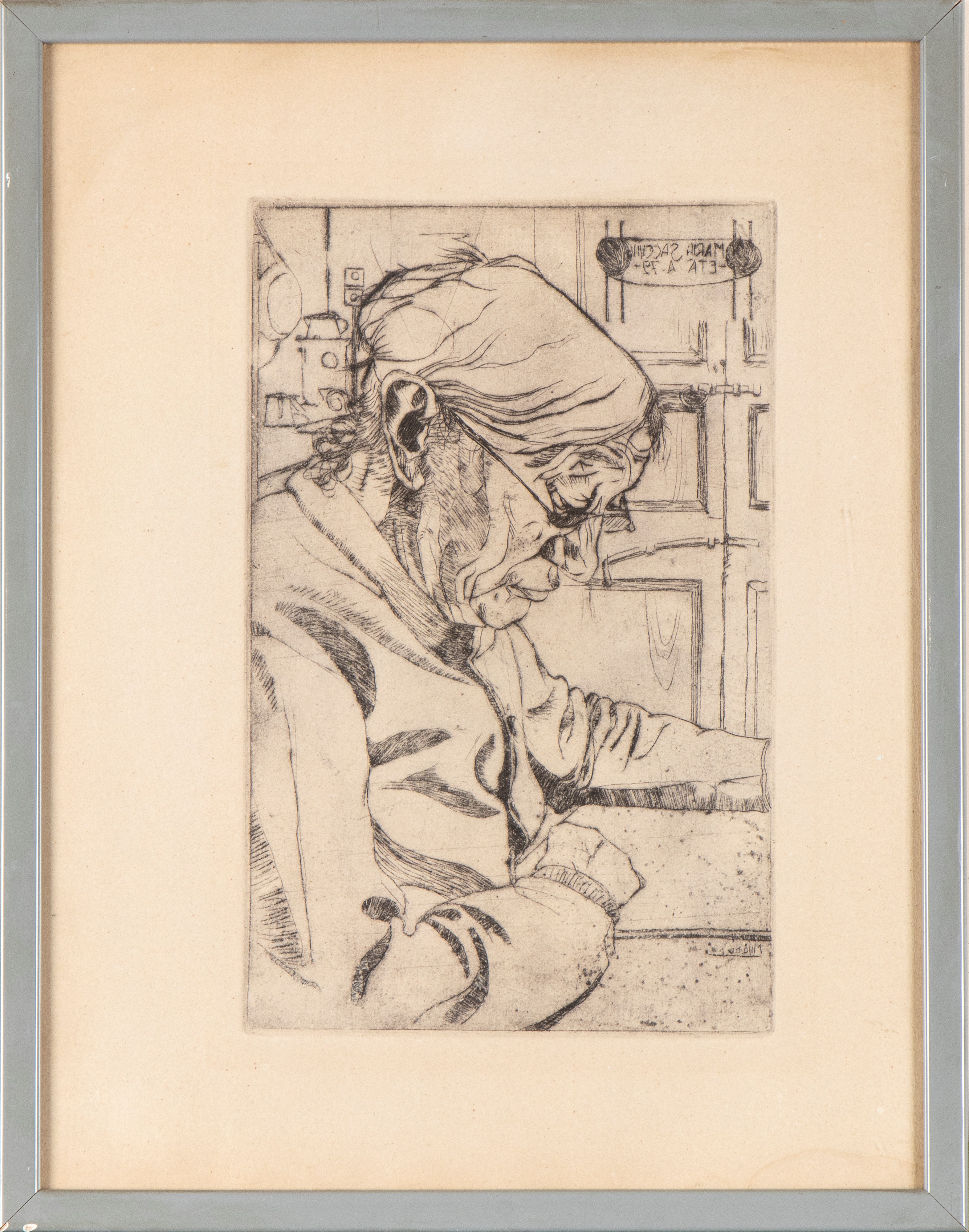 Umberto Boccioni - Lettura di Maria Sacchi, acquaforte e puntasecca