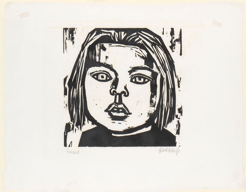 Karl Hubbuch - Mädchen portrait, xilografia