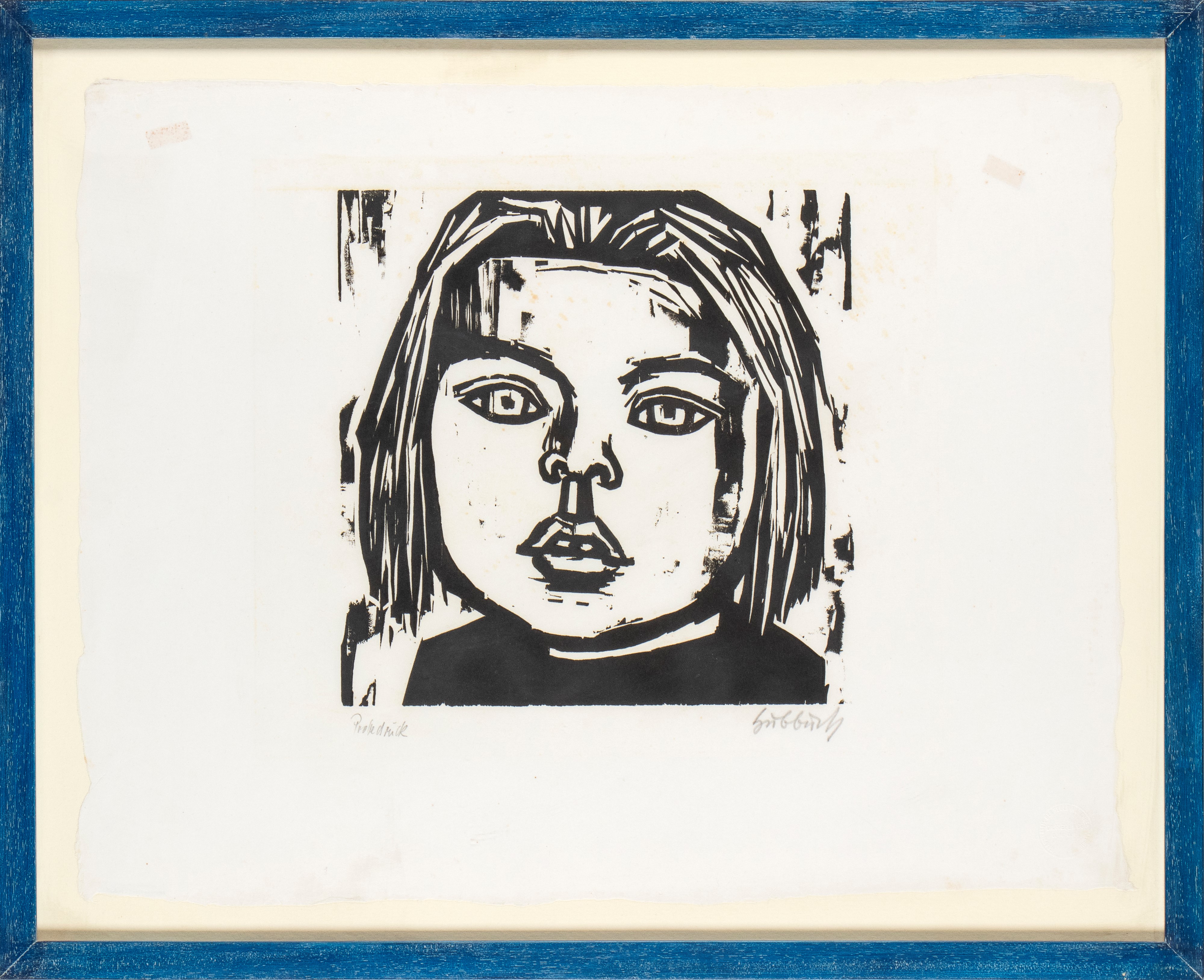Karl Hubbuch - Mädchen portrait, xilografia