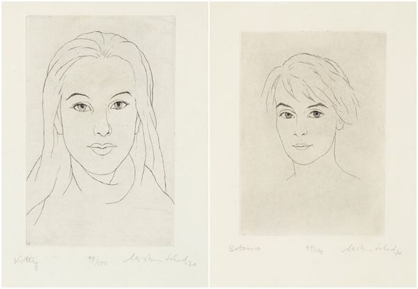 CHRISTIAN SCHAD - Lot of two lithographs: Bettina e Kitty
