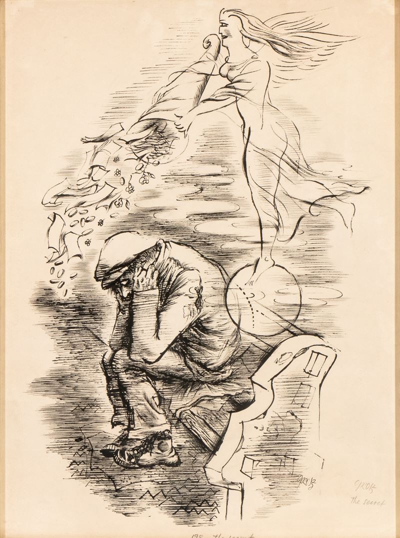 George Grosz - The Secret, inchiostro su carta