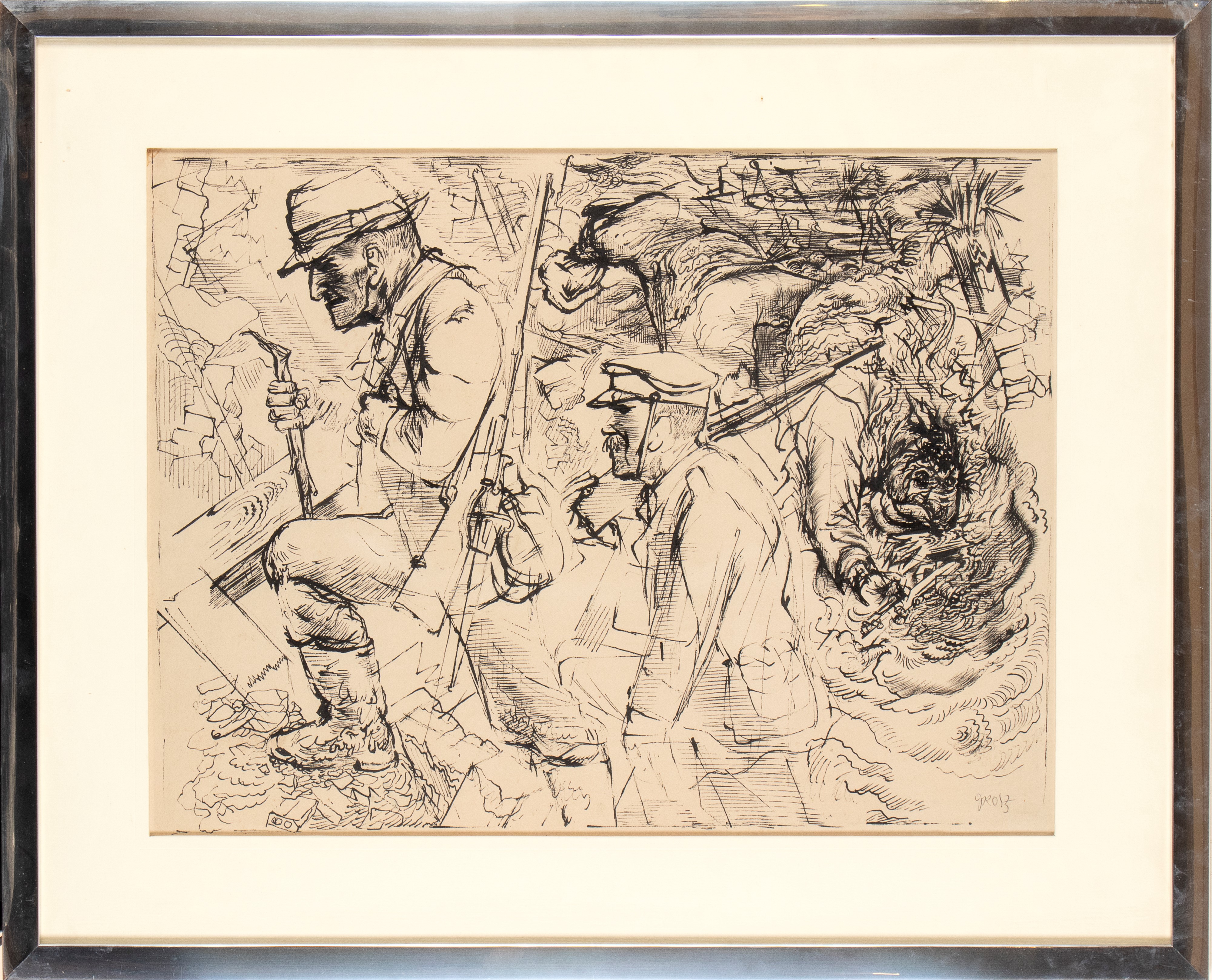 George Grosz - Guerra civile spagnola, penna e inchiostro su carta