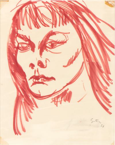 Volto femminile, pennarello su carta