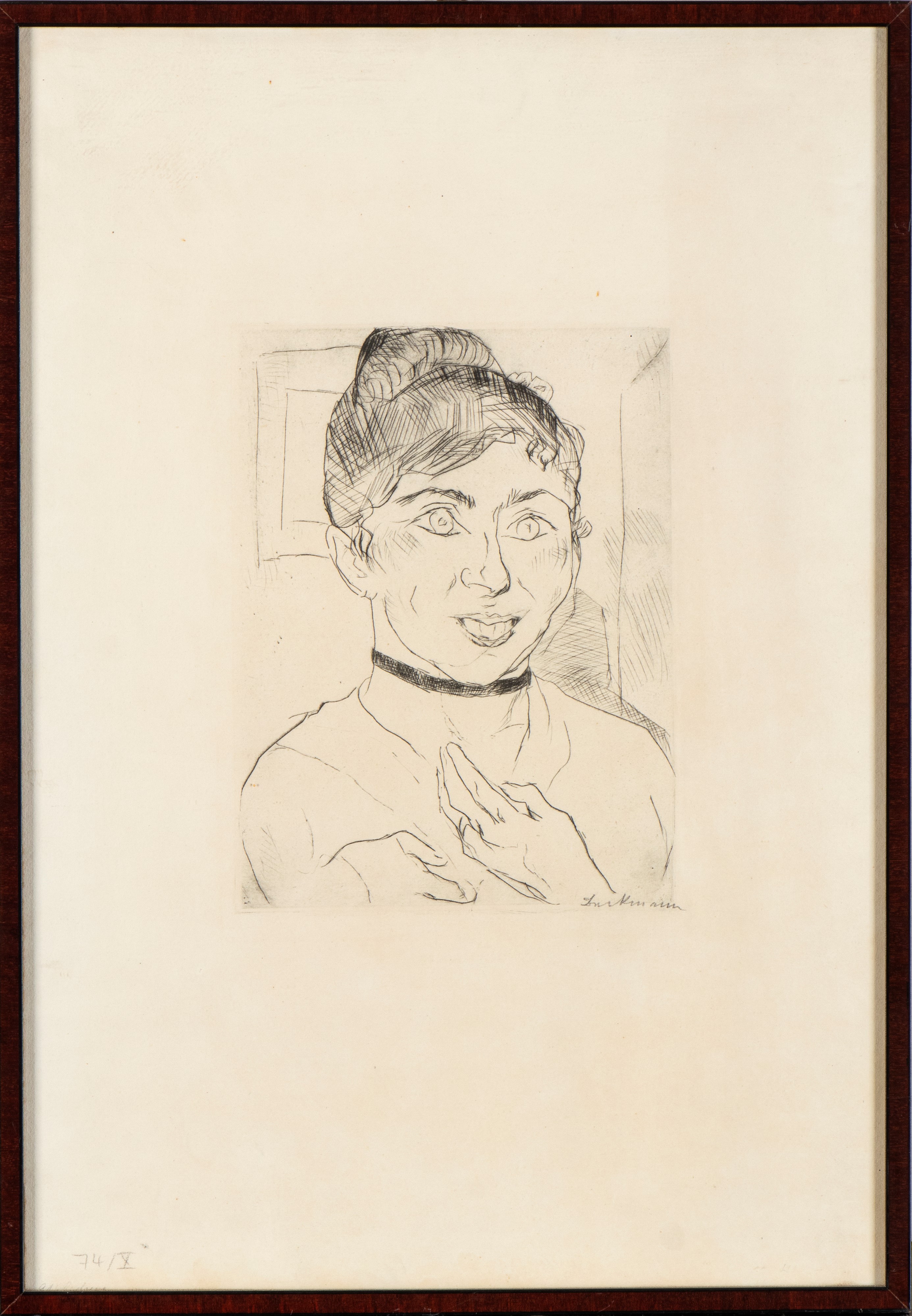 Max Beckmann - Ritratto di Käthe Carl, puntasecca, 1916