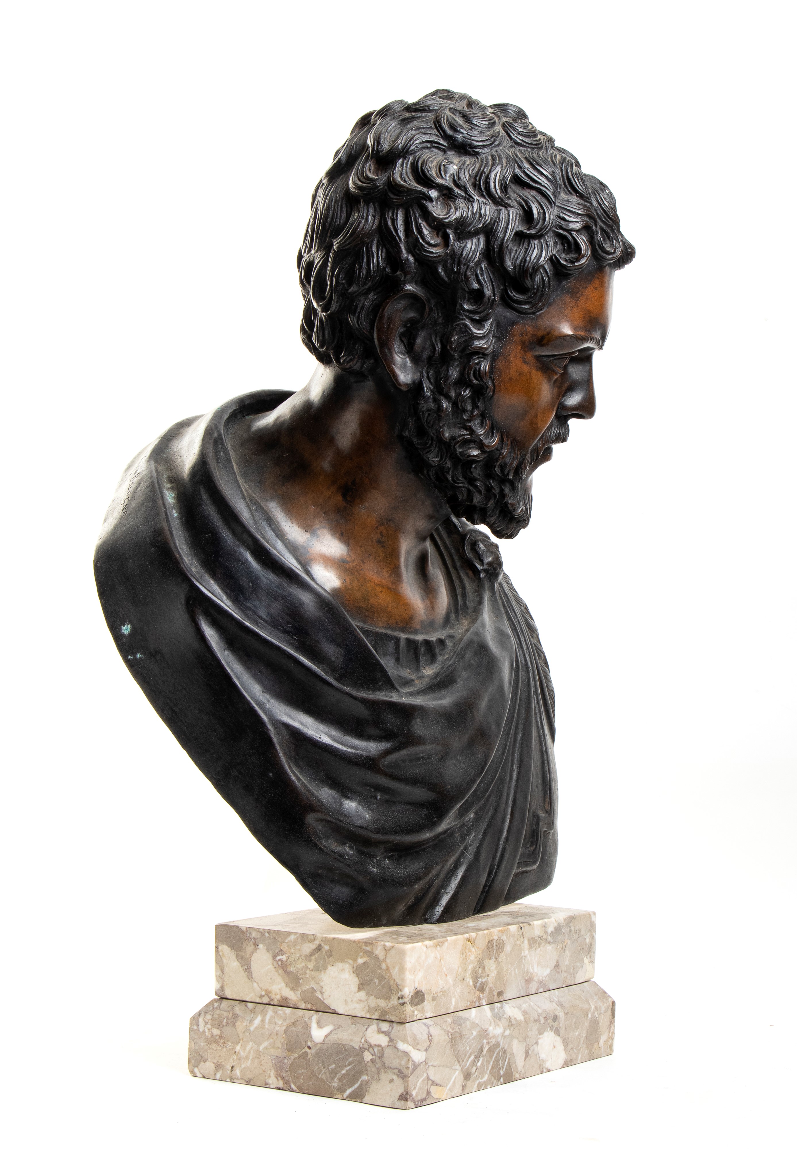Busto di Caracalla, bronzo patinato con base in marmo, XIX secolo
