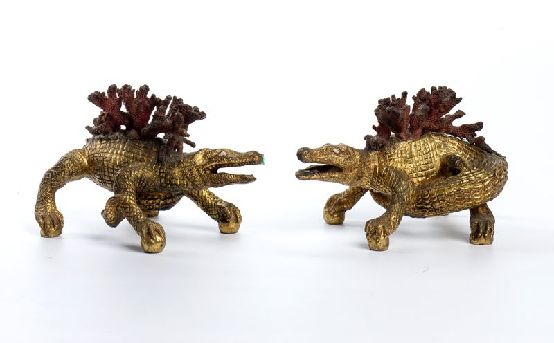 Coppia di sculture zoomorfe