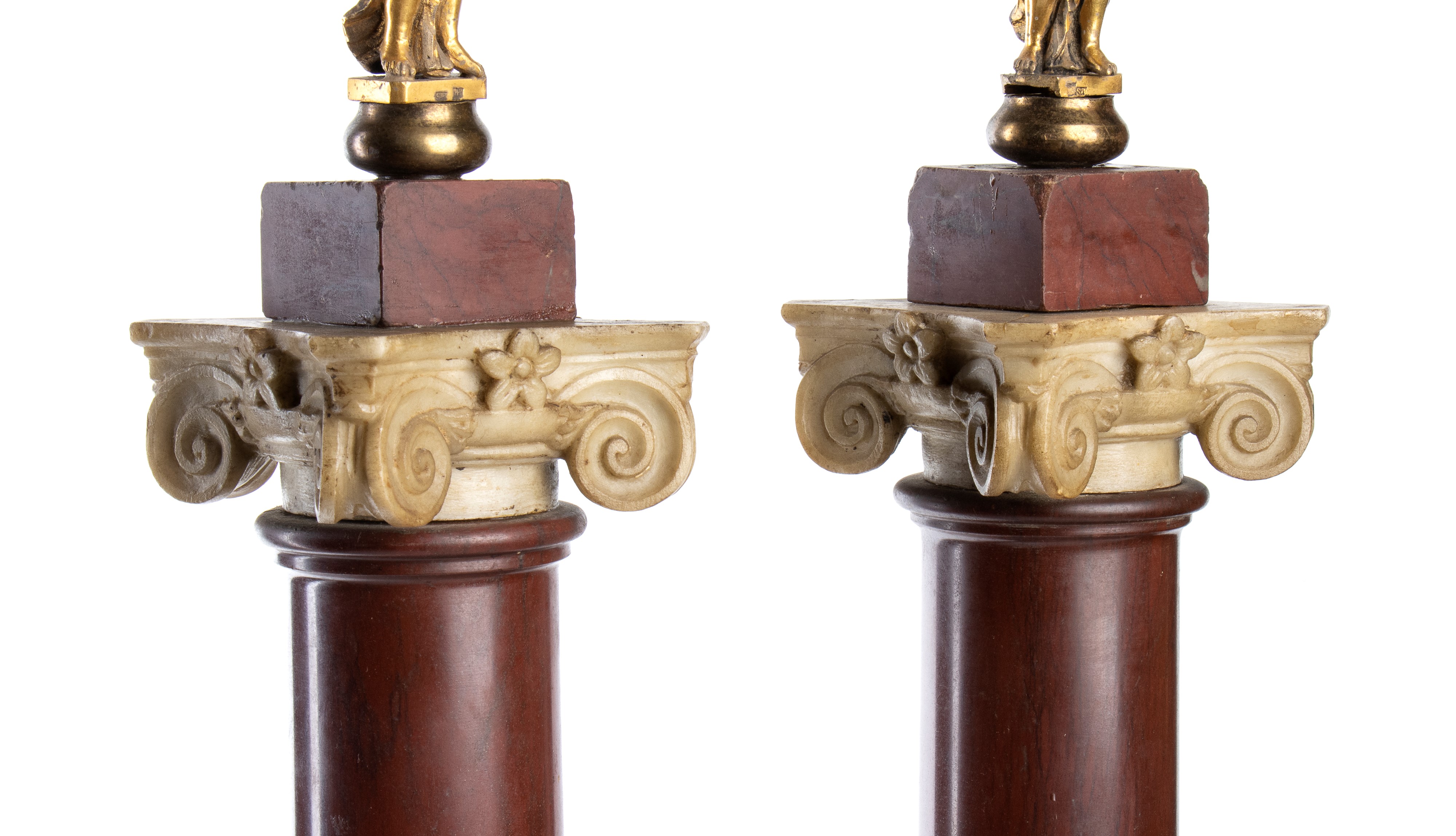 Colonne in marmo con angeli in bronzo dorato, Italia XVIII secolo