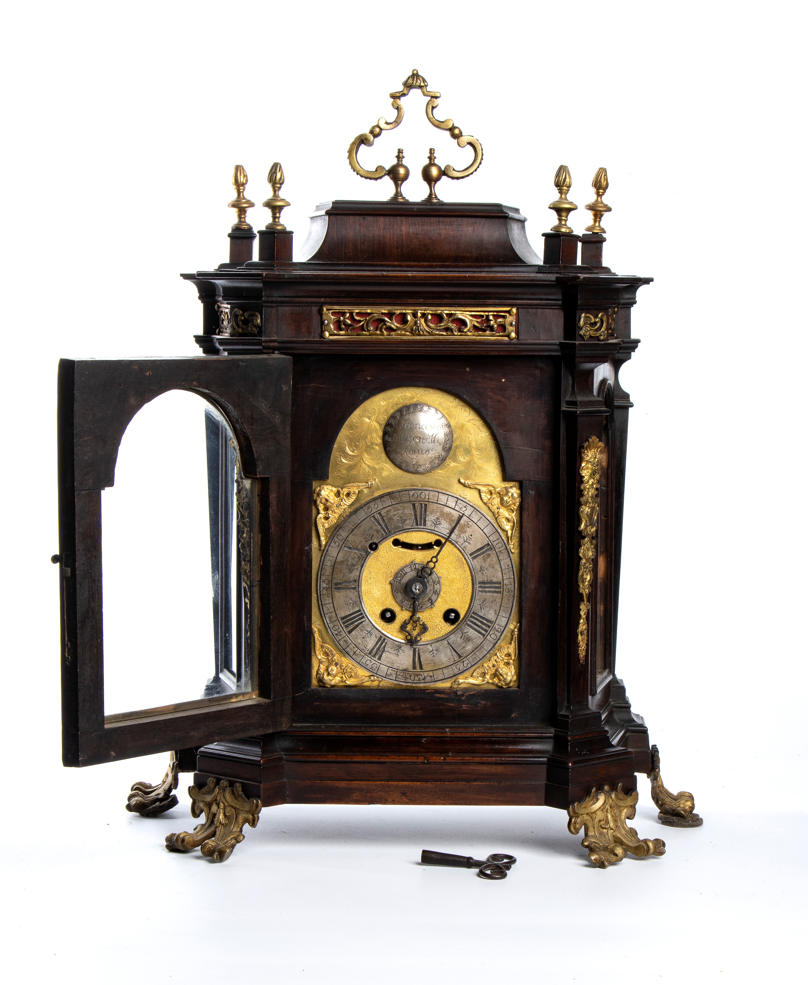 Francesco Muscitelli, Orologio da mensola in legno di palissandro, Roma, metà XVIII secolo