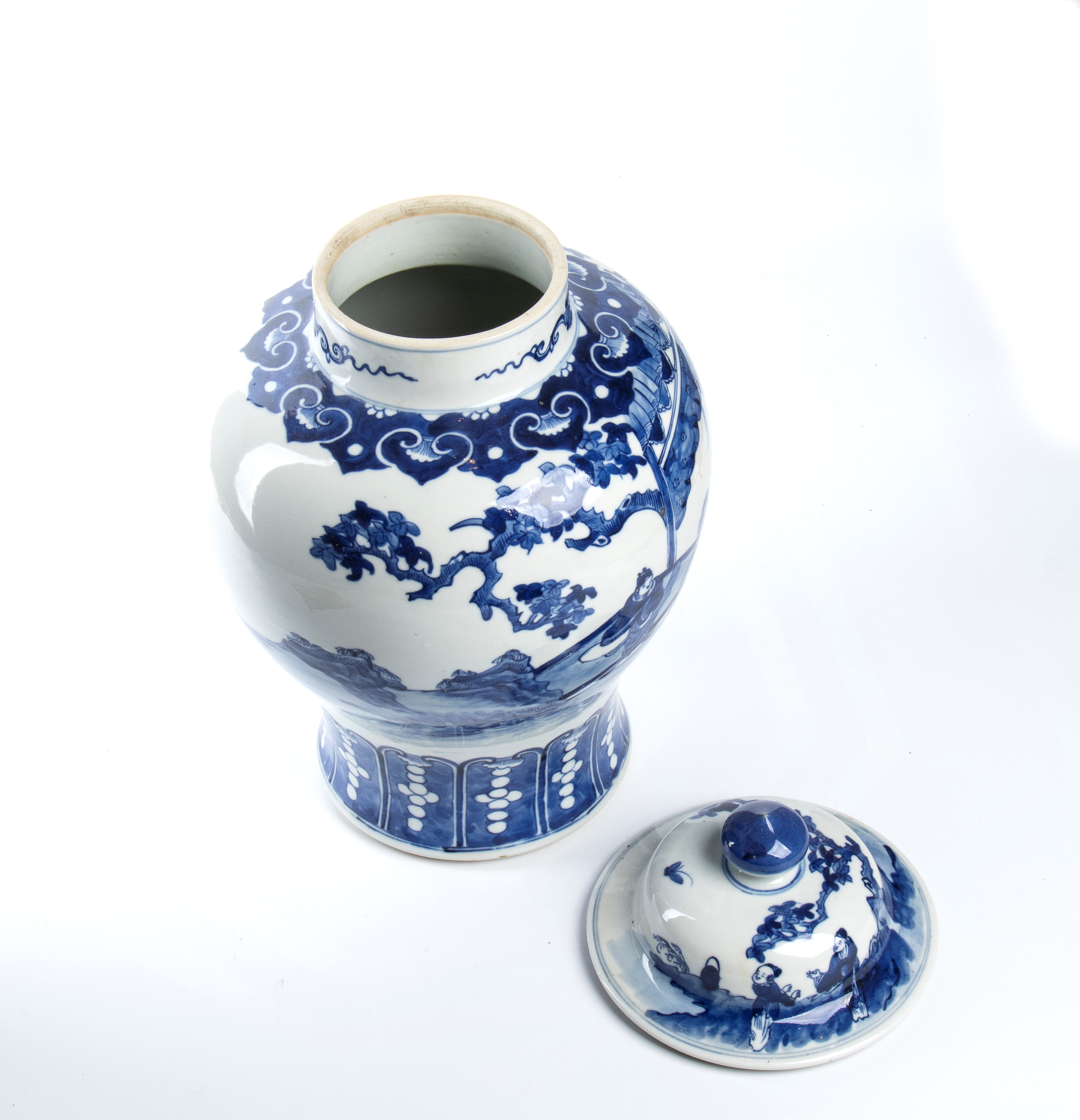 Cina, Coppia di vasi in porcellana decorati a blu su fondo bianco