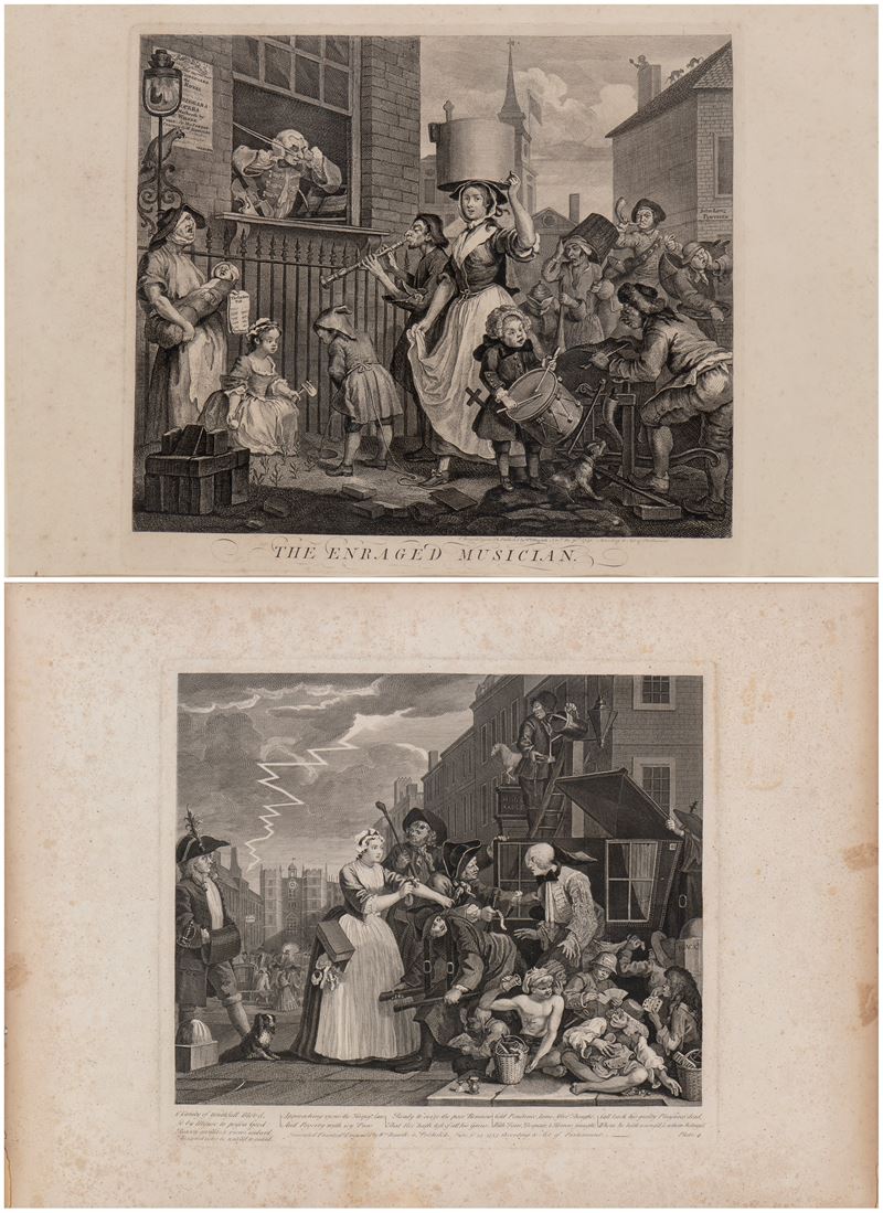 William Hogarth - The Enraged Musician, acquaforte e bulino