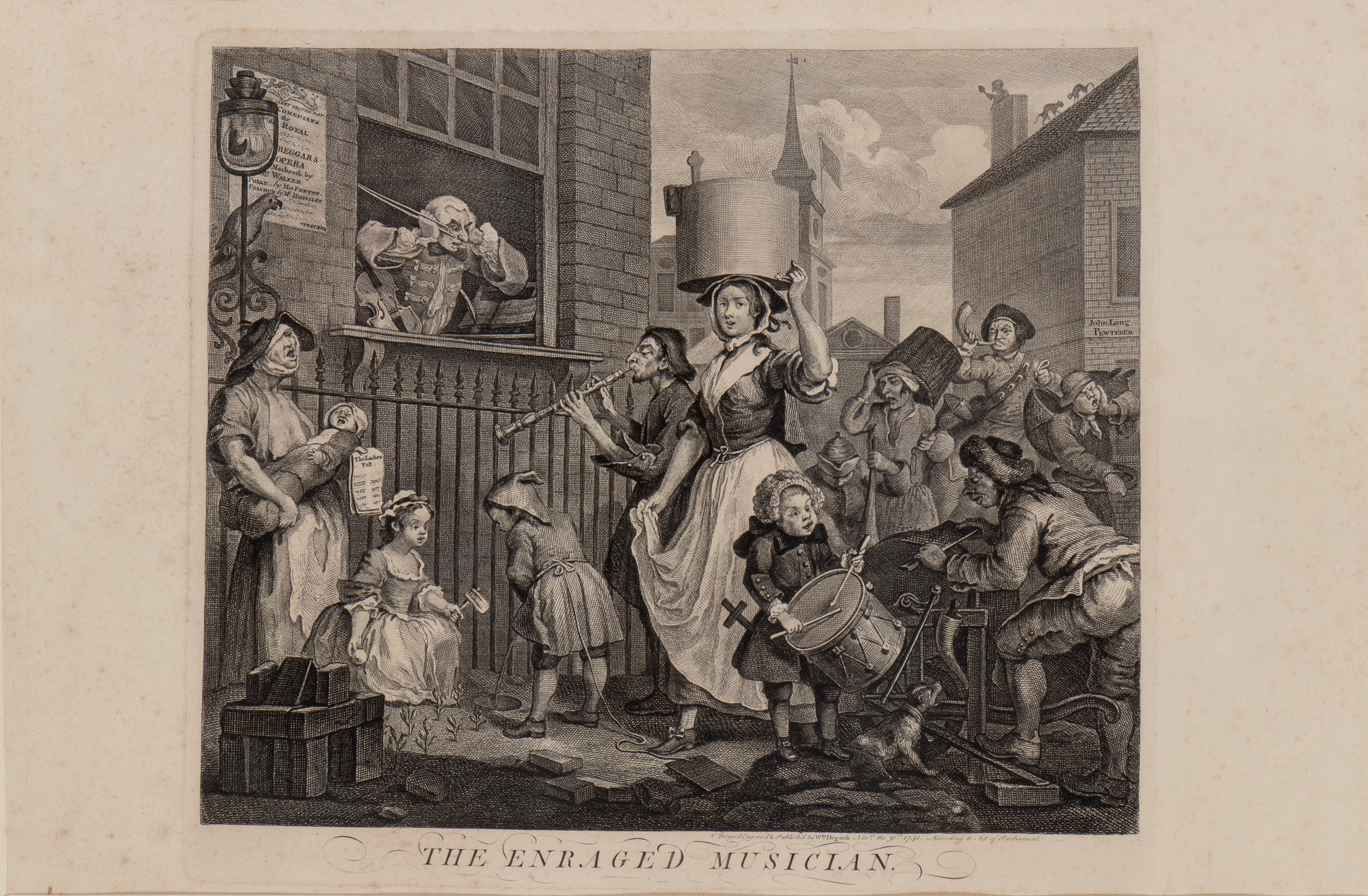 William Hogarth - The Enraged Musician, acquaforte e bulino