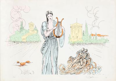 Salvador Dalí, Erato (Deesse de la Poesie Lyrique), litografia