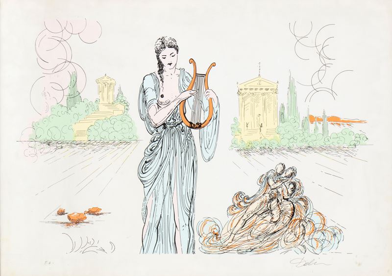 Salvador Dalí, Erato (Deesse de la Poesie Lyrique), litografia